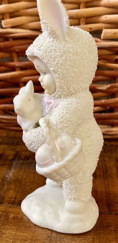 Department 56 Snowbunnies Snow Bunny Easter Basket And Rabbit Etsy
