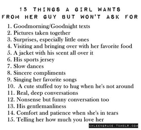 15 Things A Girl Wants From Her Guy But Wont Ask For Love Facts