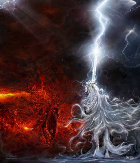 Fire And Thunder By Amorphisss On Deviantart Fantasy Battle Dark