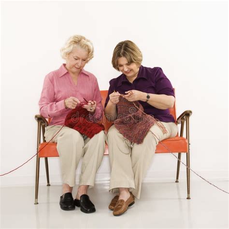 Two Women Knitting Stock Image Image Of Crafts Studio 2425371