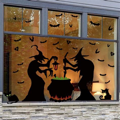 Witch Halloween Window Silhouettes