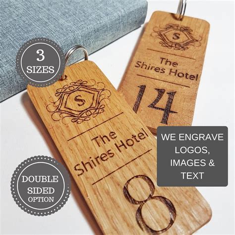 Engraved Hotel Room Number Wooden Keyring I Logo Keychain Keyrings