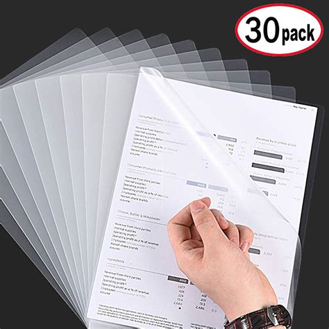 Buy 30 Pack Transparent Folder Clear Plastic Document For Copy Safe