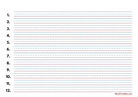 Red And Blue Lined Handwriting Paper Printable For Ki