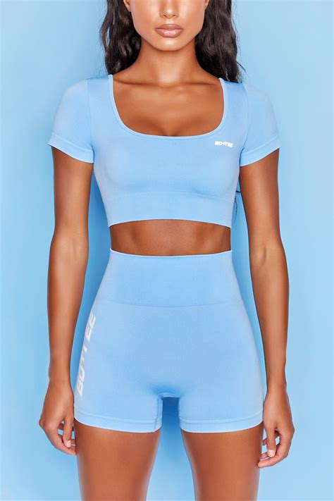 Speed Seamless High Waisted Shorts In Light Blue Botee