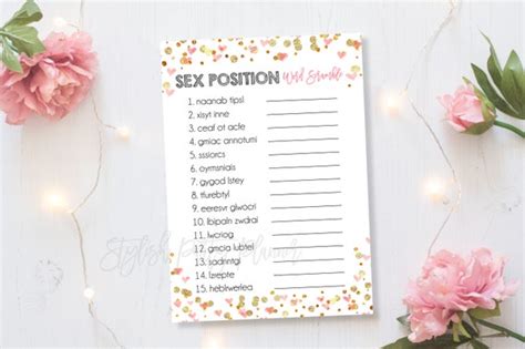 Sex Position Word Search Bridal Shower Printable Game Etsy
