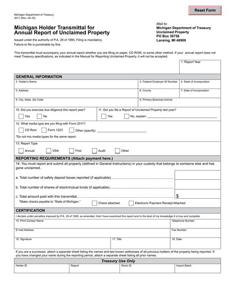 Form 2011 Fill Out Sign Online And Download Fillable Pdf Michigan