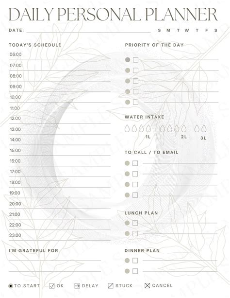 Minimalist Daily Planner Printable Instant Download Etsy