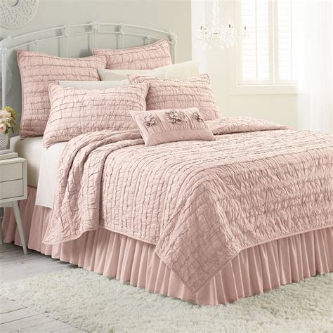 Lc Lauren Conrad Allie Ruffle Quilt Full Queen Size Blush Ruffled Stripes Pink Laurenconrad