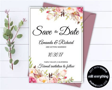 Prepare for your celebration with a save the date template that's unique to you. Pink Floral Save the Date Wedding Template Pink Floral ...