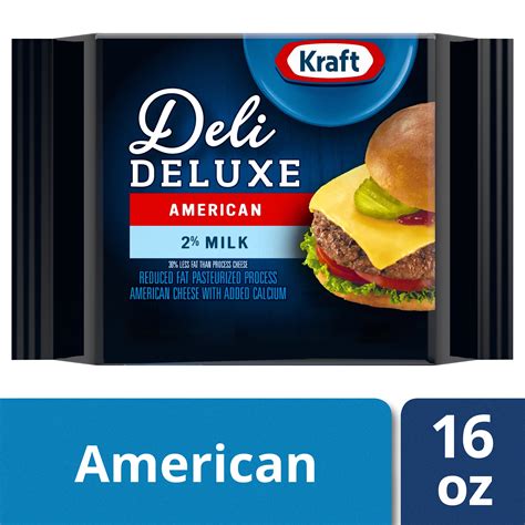 Kraft Deli Deluxe 2 Milk Reduced Fat American Cheese Slices 16 Ounce