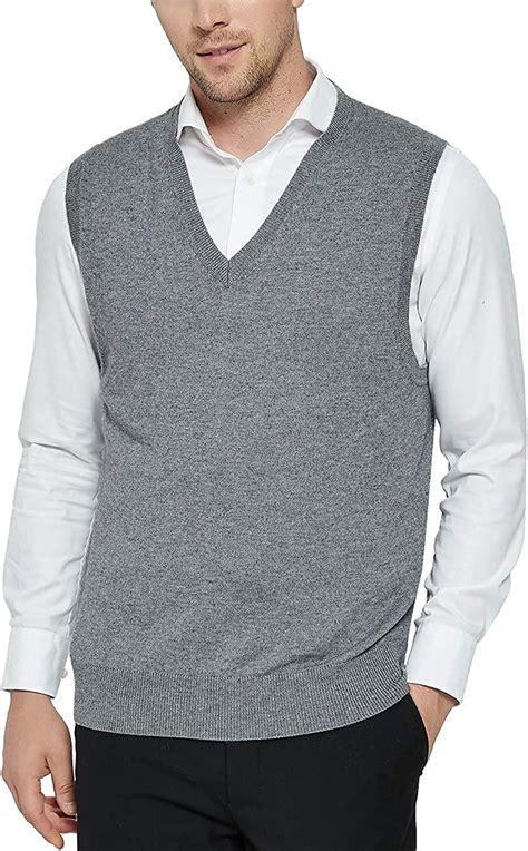 Men S Cashmere Wool Blend Knitted Gilets Sweater Relax Fit V Neck Vest