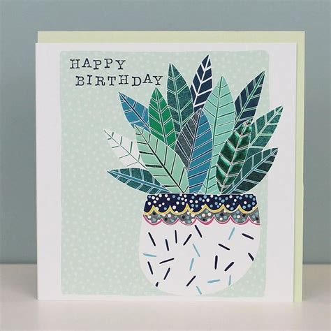Are you looking for free plant business cards templates? House Plant Happy Birthday Card - Karenza Paperie