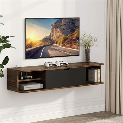 Tribesigns Rustic Wall Mounted Media Console With Door Floating Tv