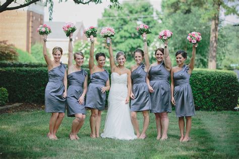 Pink And Gray Wedding Gray Weddings Bridesmaid Dresses Wedding