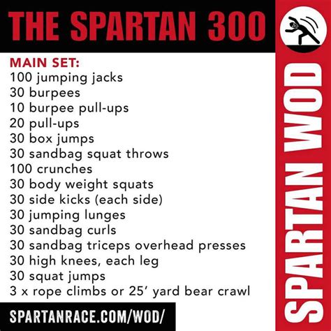 The Spartan 30 Workout Plan Is Shown In Red And Black
