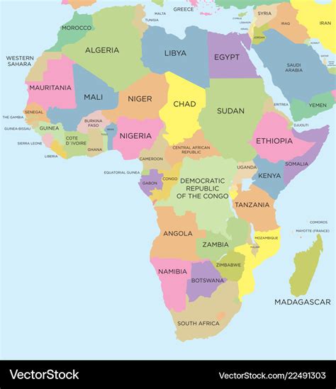 Coloured Political Map Of Africa Royalty Free Vector Image Sexiz Pix