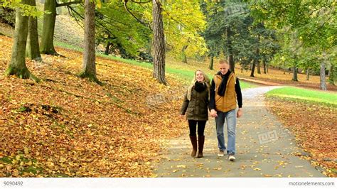 Young Model Couple In Love Autumn Parknature Couple Man And