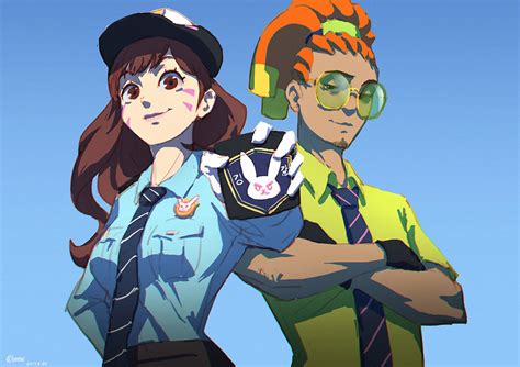 D Va Lucio And Officer D Va Overwatch And More Drawn By C Home Danbooru