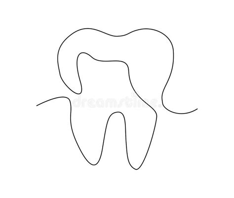 Continuous One Line Drawing Of Tooth Simple Dental Tooth Line Art