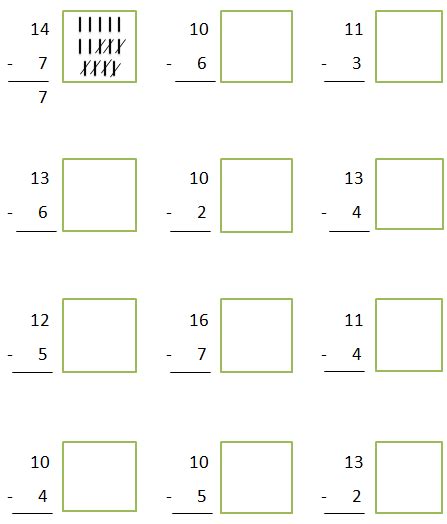 Free interactive exercises to practice online or download as pdf to print. Maths - Class 1: Subtraction - Worksheet 2