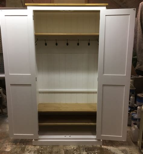 New 2 Door Hallway Utility Cloak Room Storage Cupboard With Coat