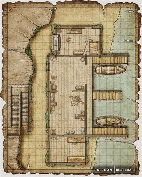 House On The Beach By Rustymaps Battlemaps Map Dungeon Maps Vintage World Maps