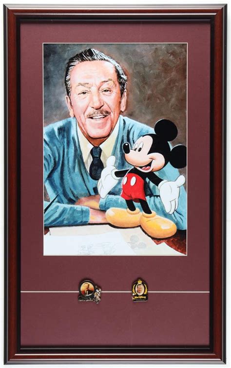 Walt Disney And Mickey Mouse Custom Framed Print Display With 2 Pins
