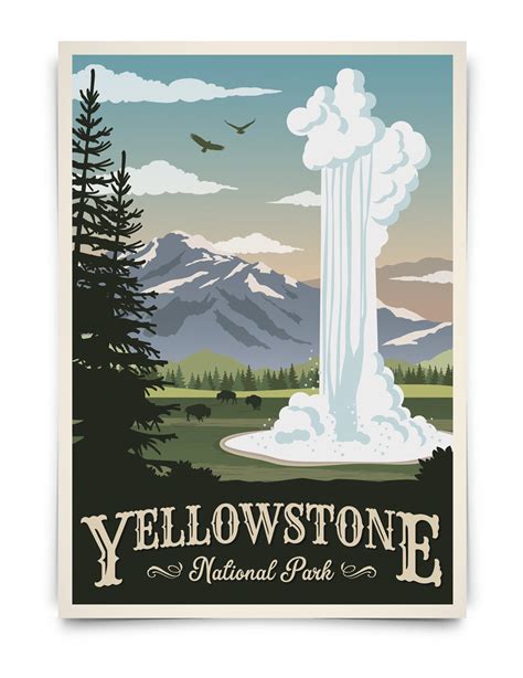 vintage poster yellowstone park reisen wyoming poster reiseposter vintage dekoration