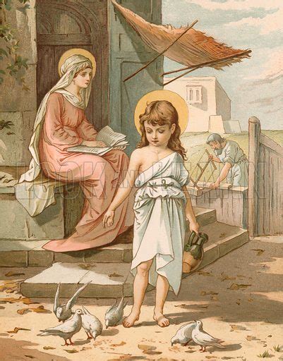 Jesus As A Boy Playing With Doves Stock Image Look And Learn