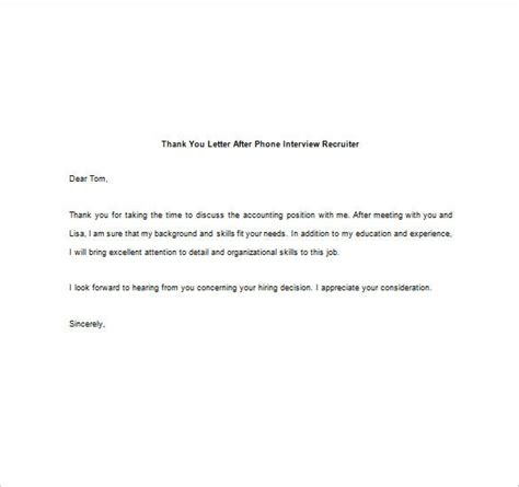 This sample second interview thank. 8+ Thank You Note After Phone Interview - Free Sample ...