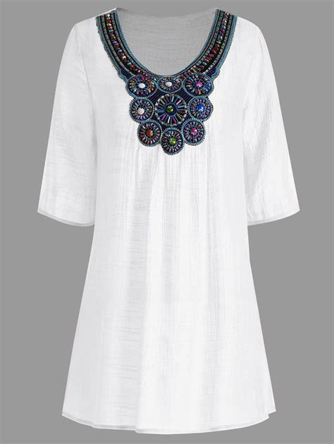29 Off Beaded Plus Size Tunic Top Rosegal