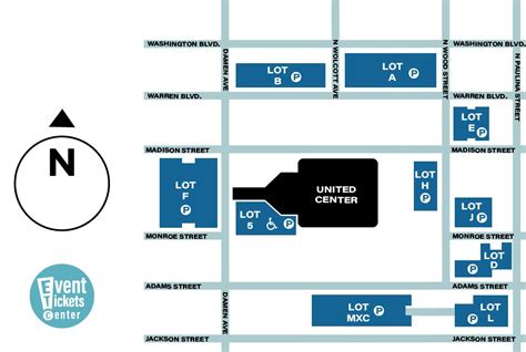 United Center Parking Map United Center Performing Arts Center