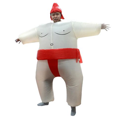 polyester inflatable sumo wrestler fancy dress halloween xmas adult costume with attached fan