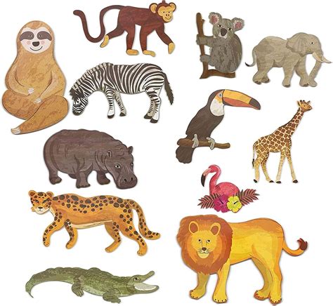 Jungle Animal Safari Paper Cutouts For Home And Party Decor