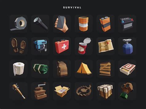 Low Poly Icon Pack Survival By Pavel Novák On Dribbble