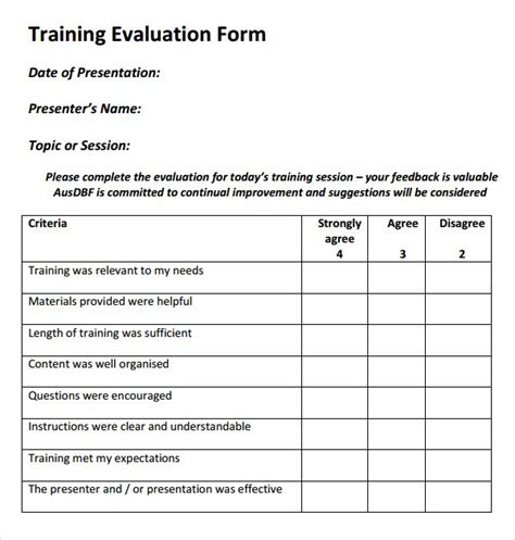 7 Best Images Of Seminar Evaluation Form Template Training Evaluation