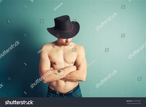 Sexy Shirtless Cowboy Posing By Blue Nh C S N Shutterstock