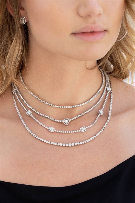Diamond Tennis Necklace 14k Gold Necklace Diamond Jewelry Chain
