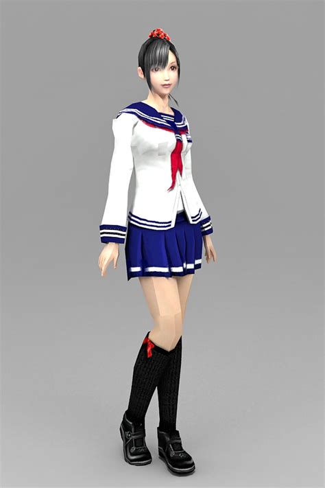 Japanese High School Girl 3d Model 3ds Max Files Free Download Cadnav