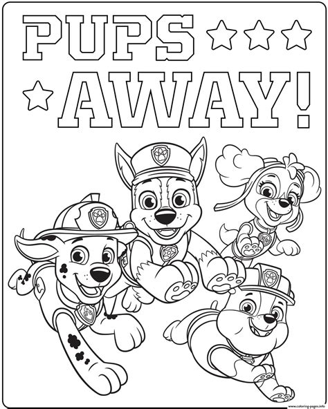 Paw Patrol Ultimate Rescue Pups Away Coloring Page Printable
