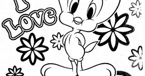 Drawing Of Tweety Bird Tweety Bird I Love Pink Coloring Pages
