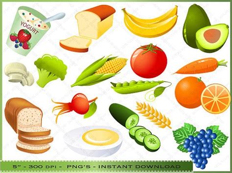 A healthy lifestyle and a balanced healthy diet are the basis of health, longevity and good feeling. Food Clipart - Clip Art of Healthy Foods - Commercial Use ...