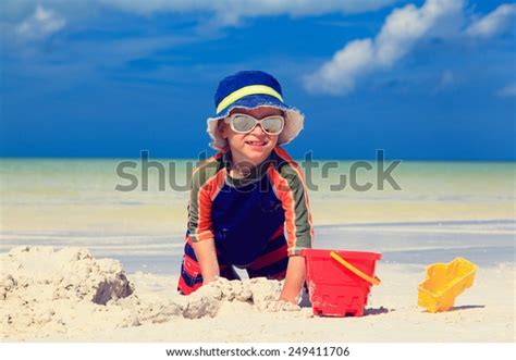 Little Boy Digging Sand On Tropical Stock Photo 249411706 Shutterstock
