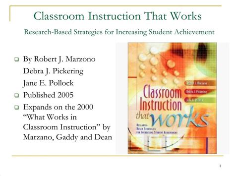 Ppt Classroom Instruction That Works Research Based Strategies For