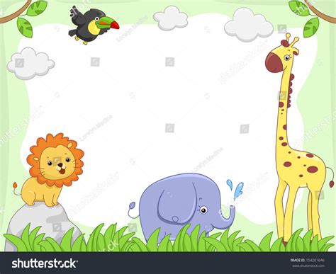 Frame Illustration Featuring Cute Jungle Animals 154201646 Shutterstock
