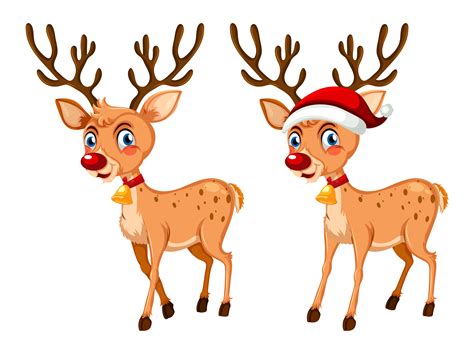 Two Happy Christmas Reindeer 419170 Vector Art At Vecteezy