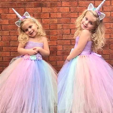 Children Girl Rainbow Tutu Dress Princess Unicorn Tutu Dresses For