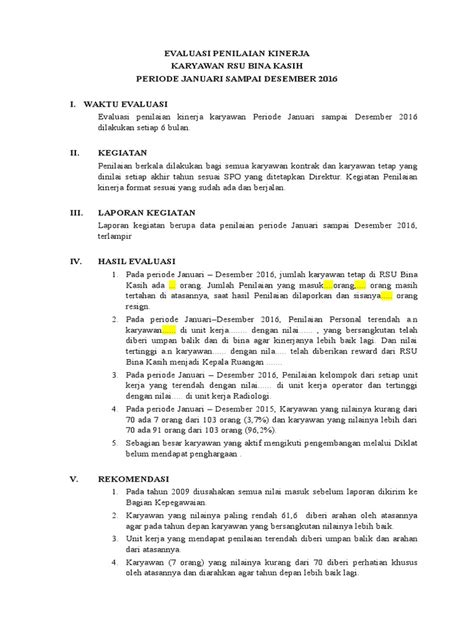 Contoh Laporan Evaluasi Kinerja Karyawan Nusagates