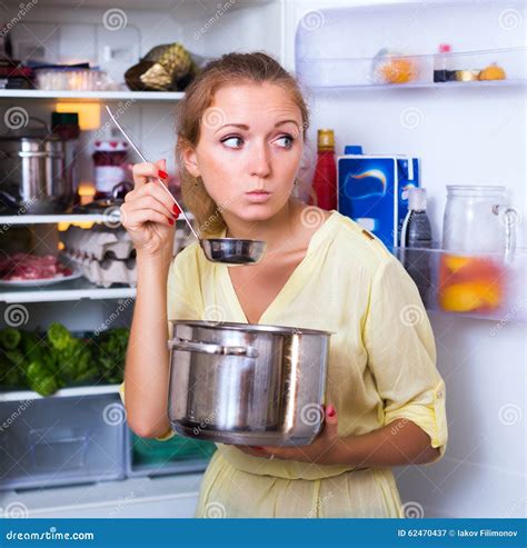 Housewife Posing With Soup Stock Image Image Of Happy